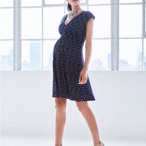 Seraphine Blue and Cream Polka Dot Dress, Size 10